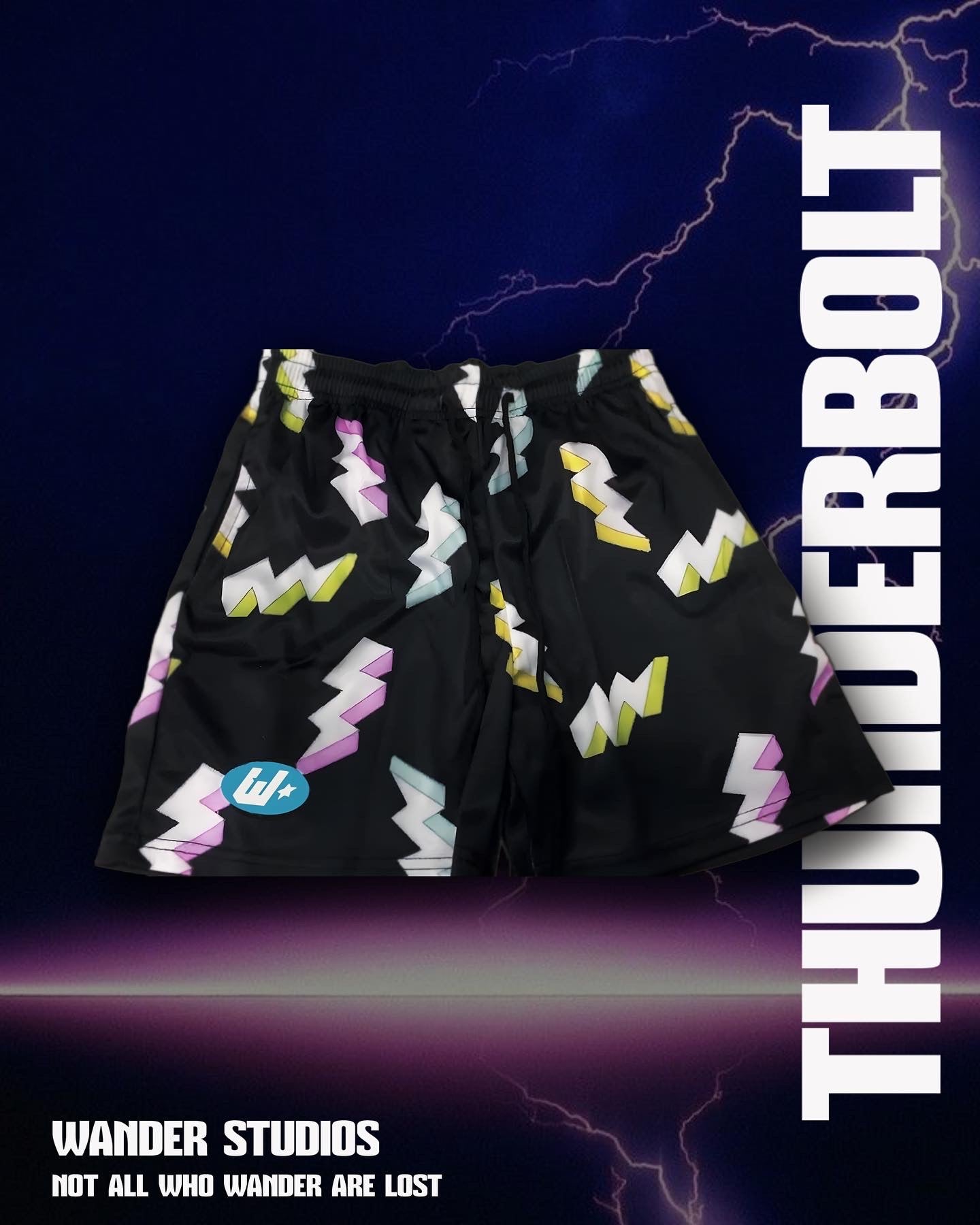 Thunderbolt mesh shorts (Black)
