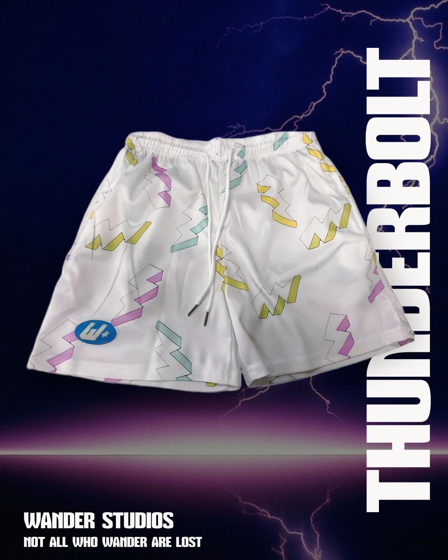 Thunderbolt mesh shorts (White)