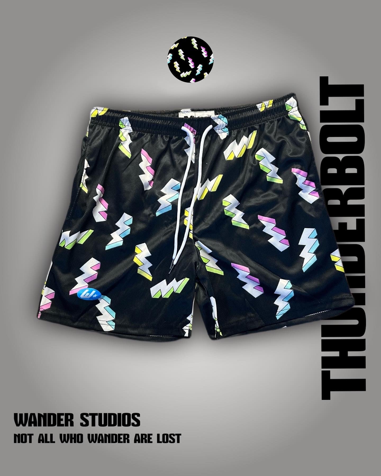 Thunderbolt mesh shorts (Black)